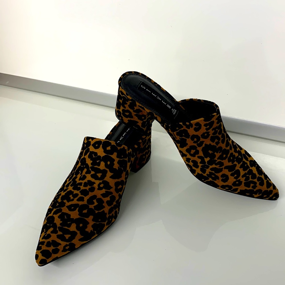 Steven by Steven Madden Selma Leopard Heeled Mules Size 7.5